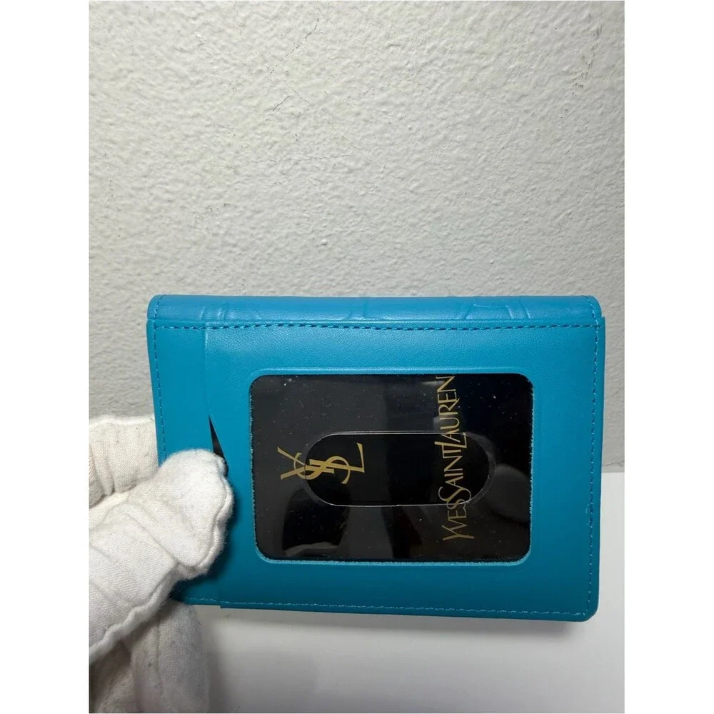 Vintage Yves Saint Laurent Blue Leather Cardholder in Excellent Condition